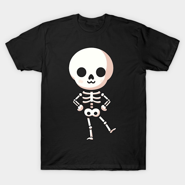 Cute Halloween Skeleton in a Dancing Pose | Halloween Design for Skeleton Lovers T-Shirt by Nora Liak